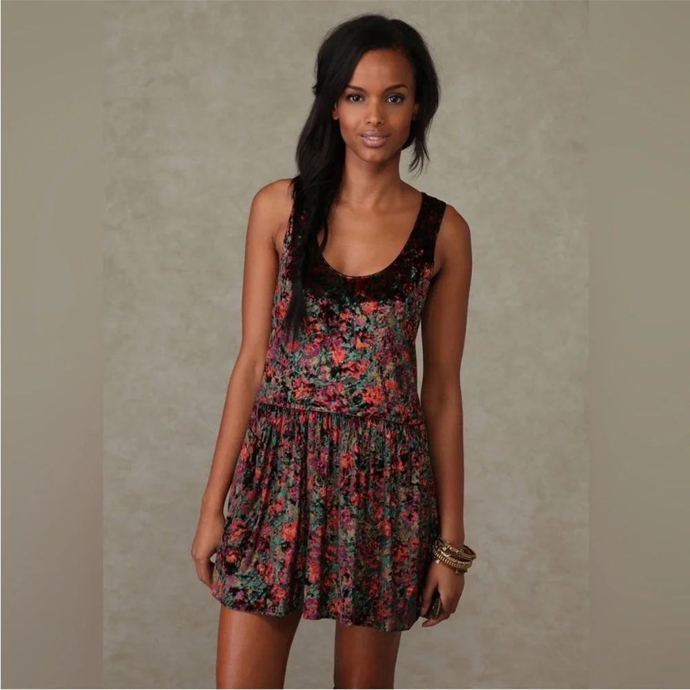 Free People Crushed Velvet Mini Dress with Belt - Picture 6 of 7